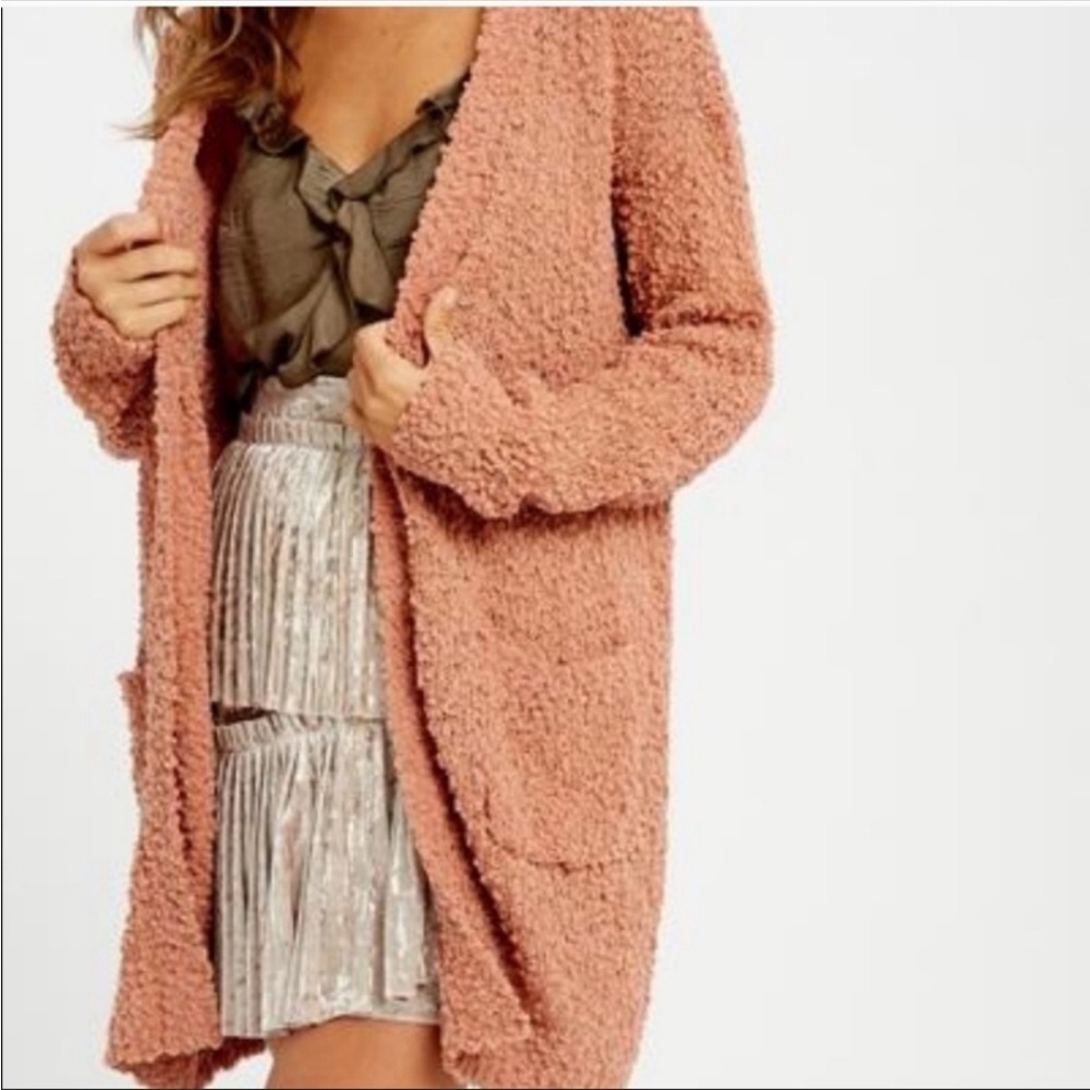 Listicle Pumpkin Spice Cozy Popcorn Knit Cardigan